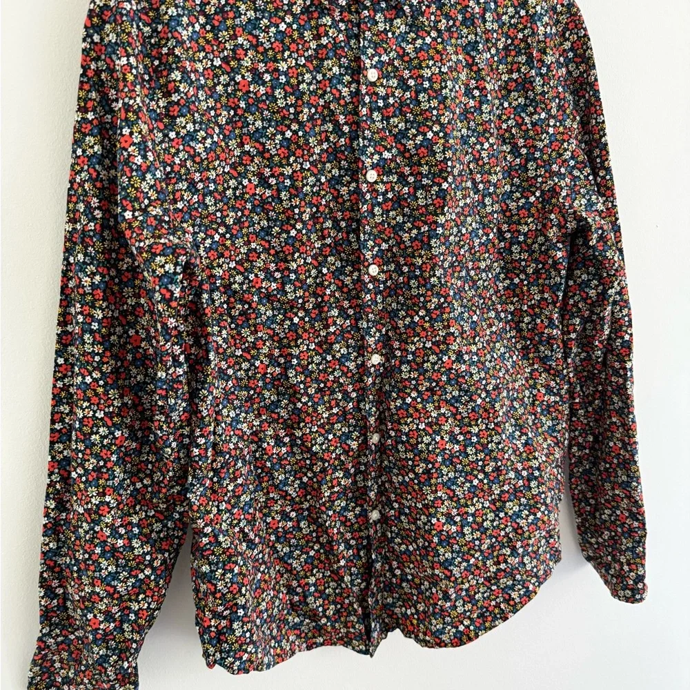J. Crew Retro Floral Long Sleeve Classic Fit Button Down Large